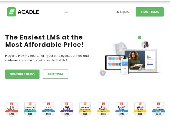 Acadle learning management system