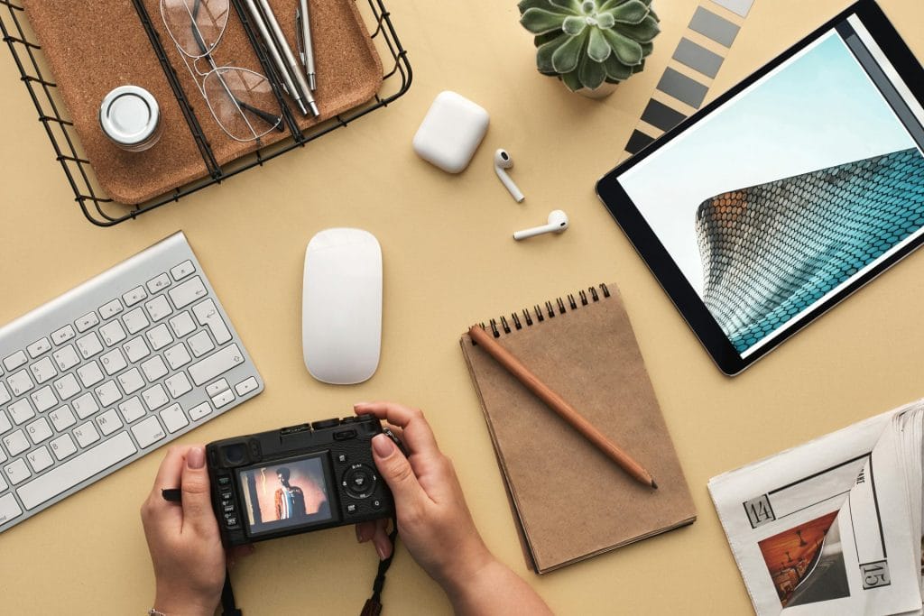Photographer editing pictures